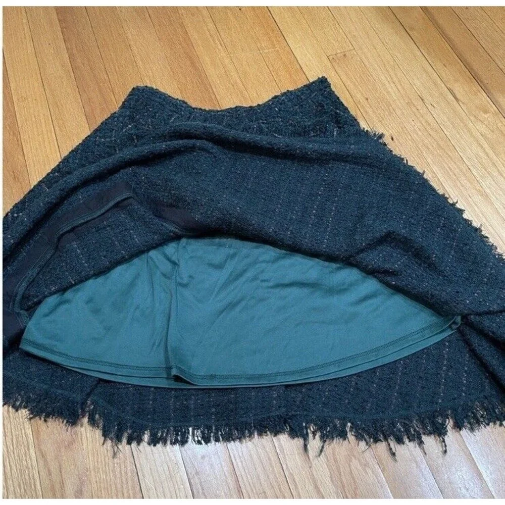 Anthropologie Eva Franco Fringed Tweed Skirt Womens Size 10 Green Plaid NEW TAGS - Picture 14 of 16